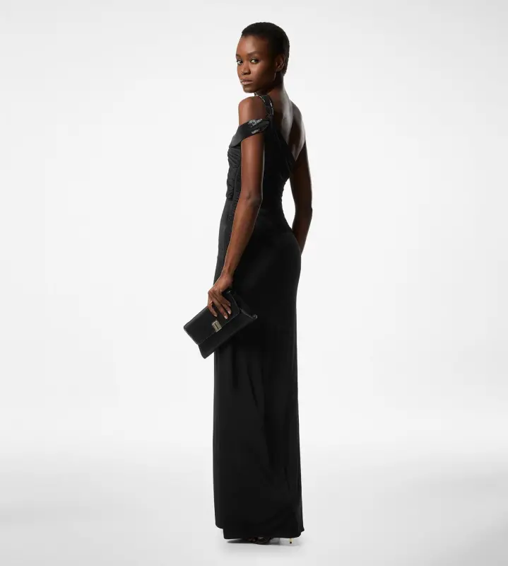ONE SHOULDER TWIST FRONT EVENING DRESS BLACK online